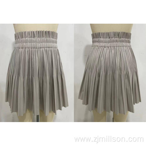 A Line Pure Color High Waist Accordion Skirt